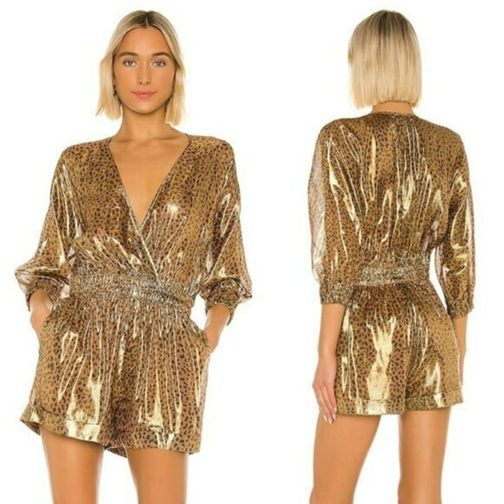 L'Academie The Katarin Romper - Metallic Leopard